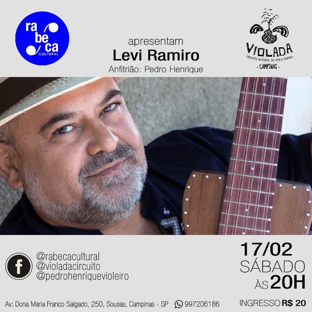 Arte-convite para o show de Levi Ramiro na Rabeca Cultural