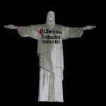 Cristo Redentor no Rio de Janeiro com a peça de divulgação desenvolvida pela C4,de  Campinas (Foto  Divulgação)
