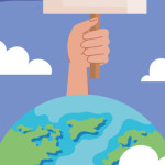 earth with vote banner poster